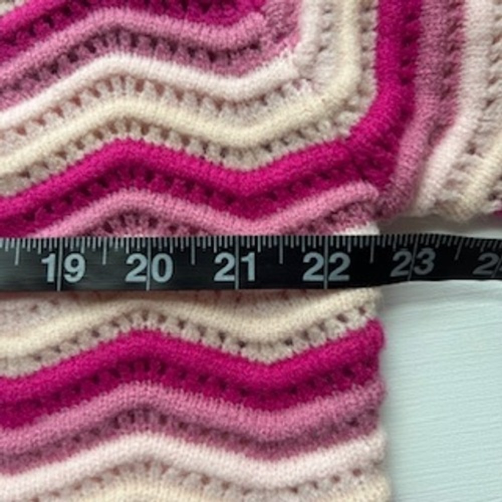 Strut & Bolt Pink‎ Multi Chevron Knit Cardigan Sweater Covered Buttons Small NWT - Picture 8 of 9